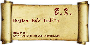Bojtor Kálmán névjegykártya