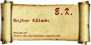 Bojtor Kálmán névjegykártya